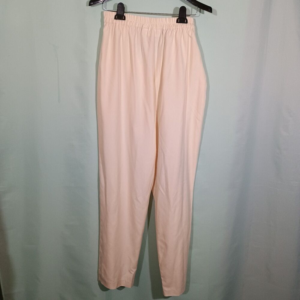 Women’s Blush Pink High Waist Dress Pants – Classic Straight Leg Trousers - Picture 4 of 4